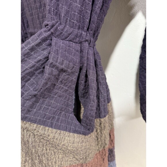 Free People Ray of Light Button Down Waffle Knit Shirt Dress Purple Sz Medium - Picture 5 of 7